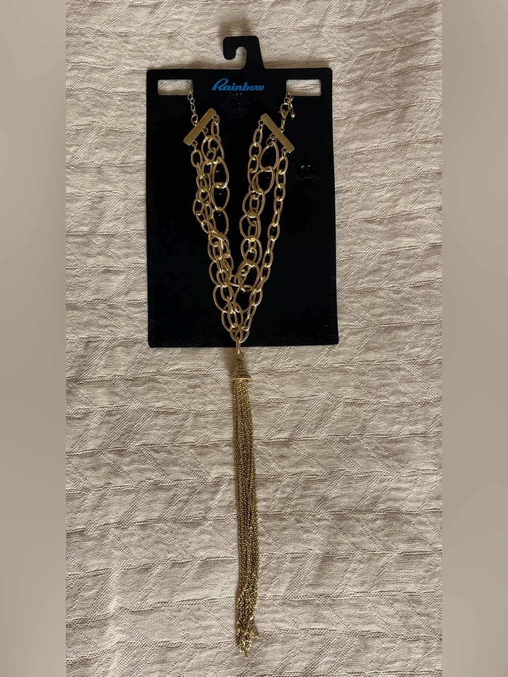 Rainbow Gold Multi-Chain Tassel Necklace